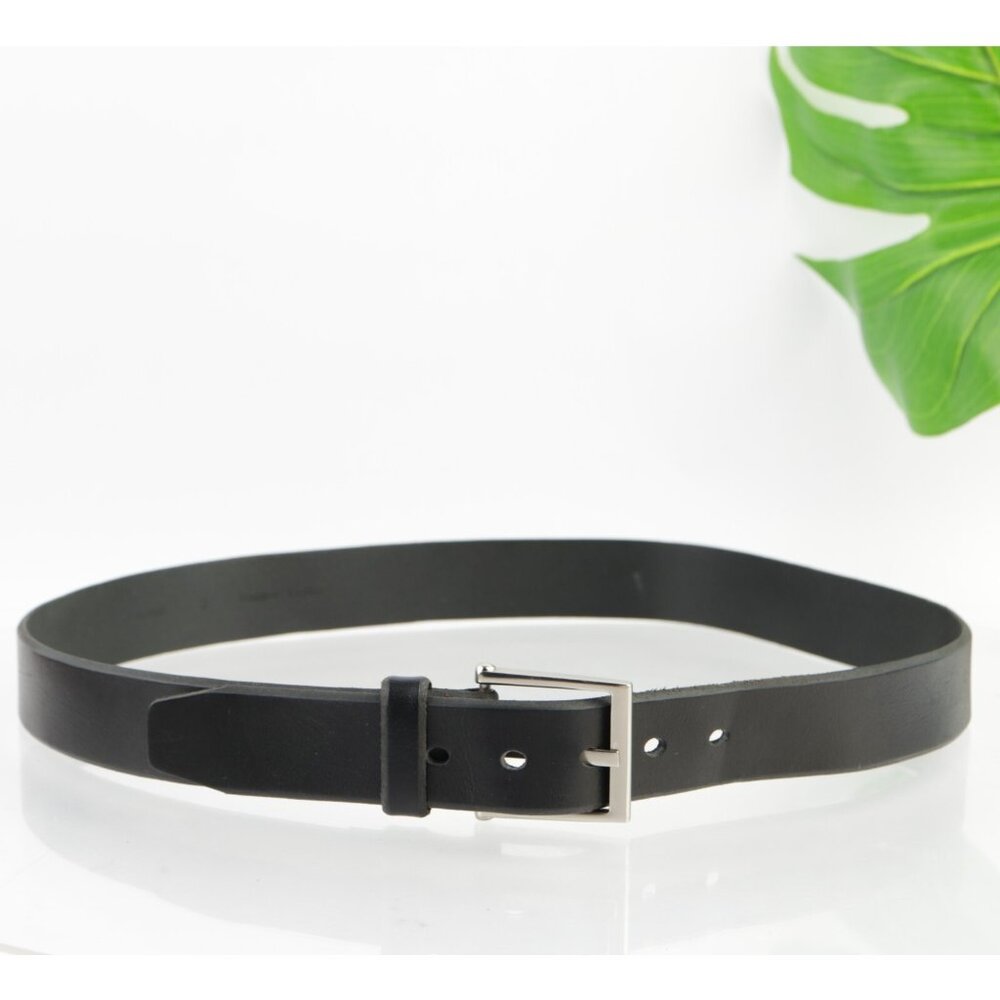 Relic Mens Belt Size 40 Black Leather Silver Tone Buckle D-Ring 1 1/2" Width